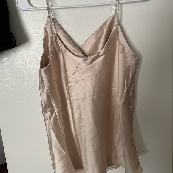 Satin beige/tan dressy top. Never worn - Picture 2 of 3